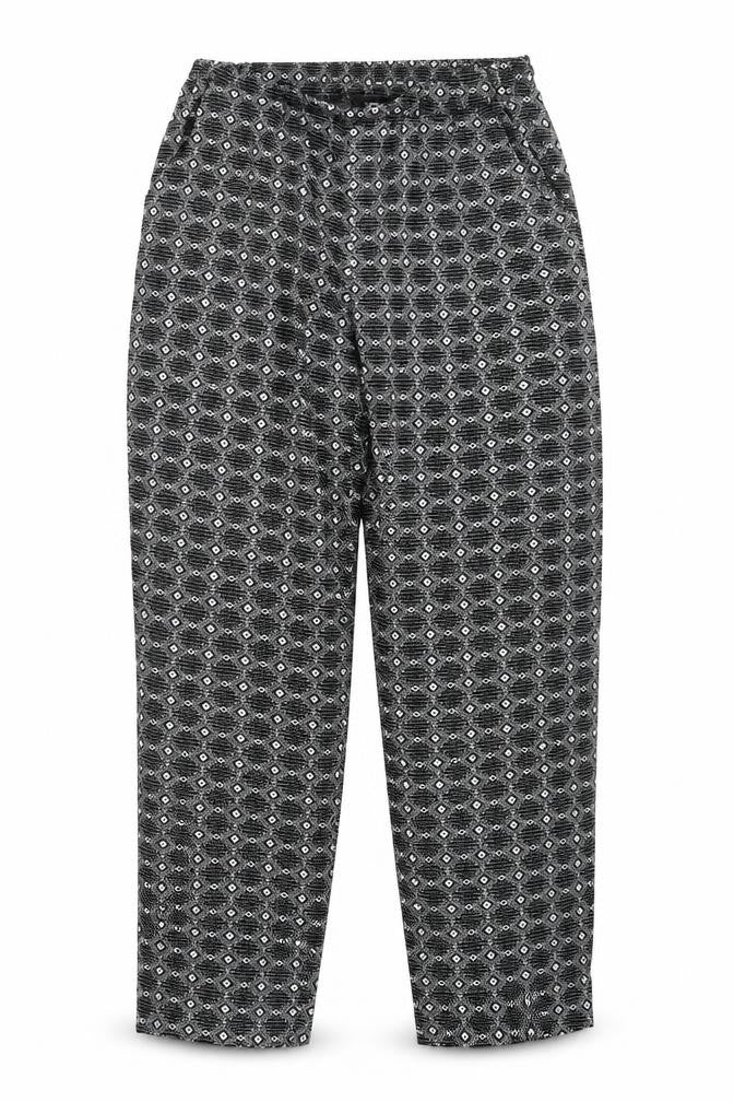 New Look Womens Black Geometric Polyester Trousers Size 8 Regular