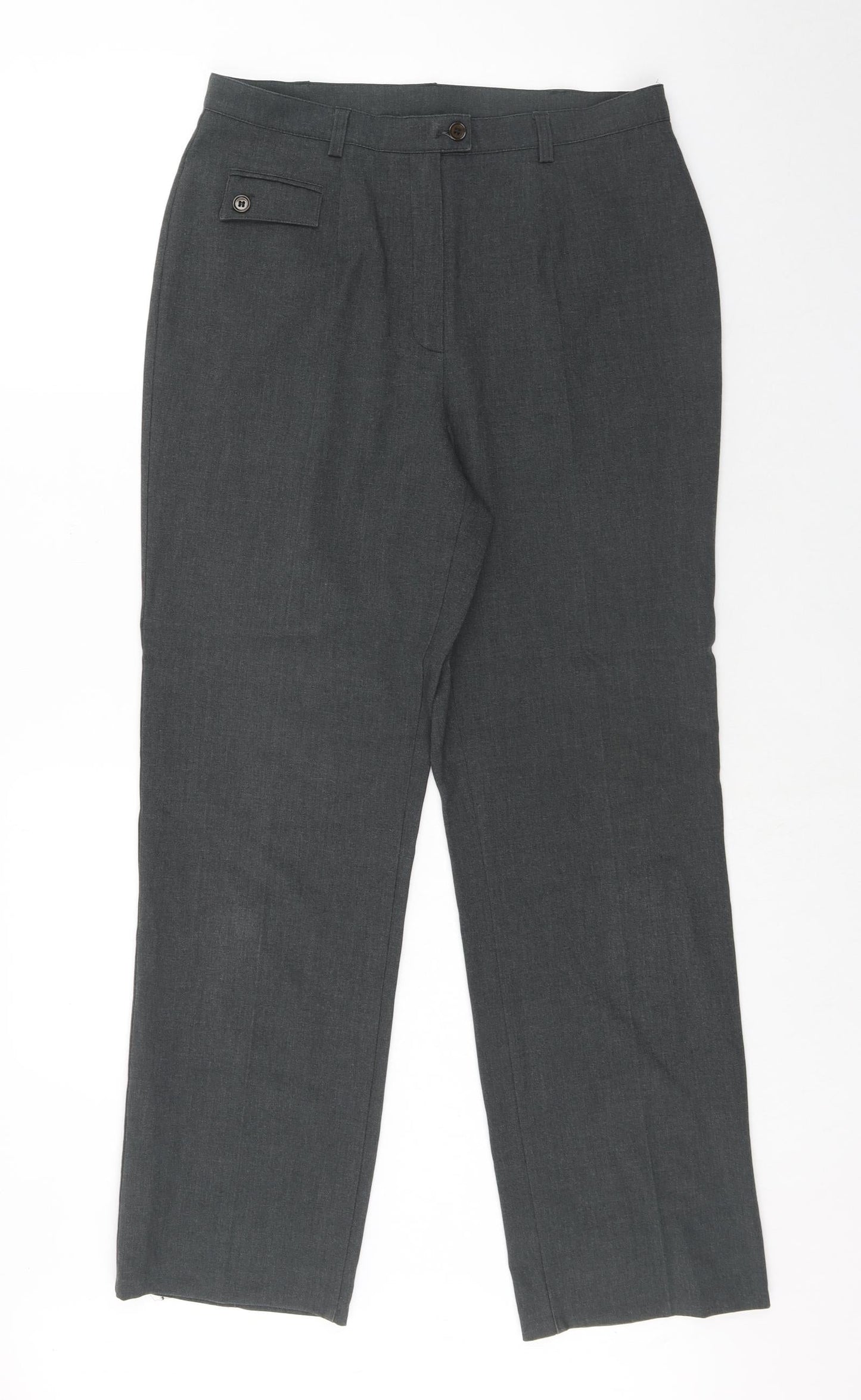 Marks and Spencer Womens Grey Polyester Dress Pants Trousers Size 14 Regular Zip