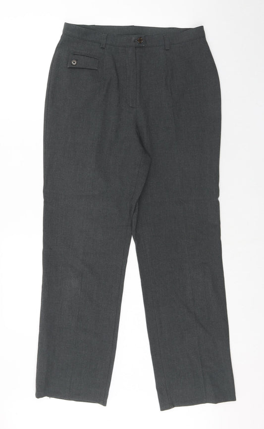Marks and Spencer Womens Grey Polyester Dress Pants Trousers Size 14 Regular Zip
