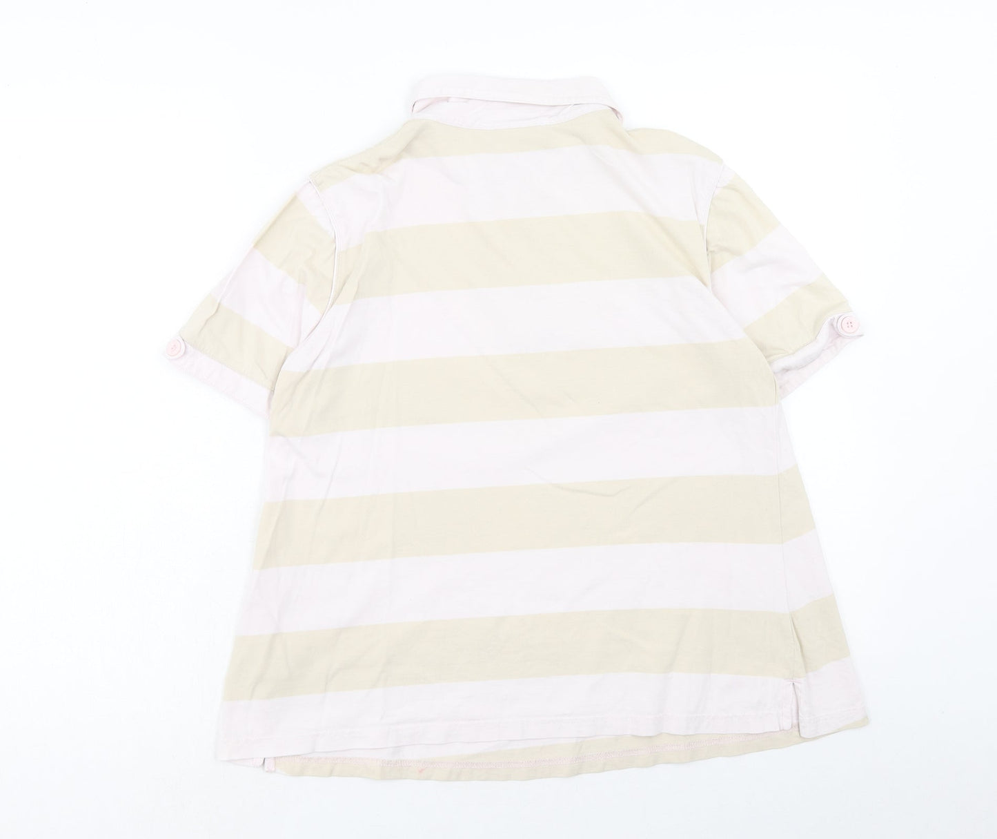 NEXT Womens Pink Striped Cotton Basic Polo Size 12 Collared