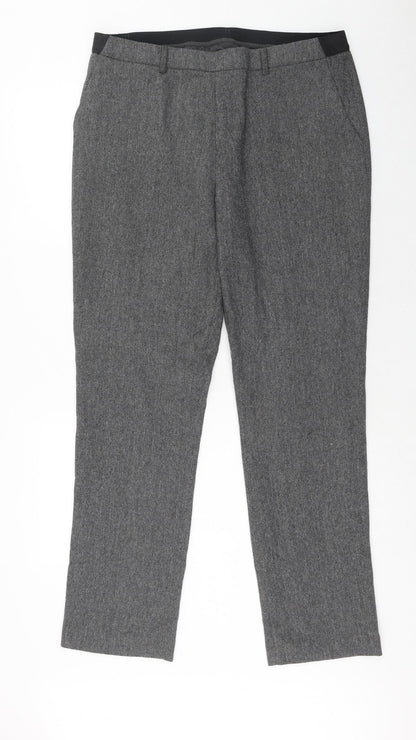 Uniqlo Womens Grey Polyester Dress Pants Trousers Size 32 in Regular