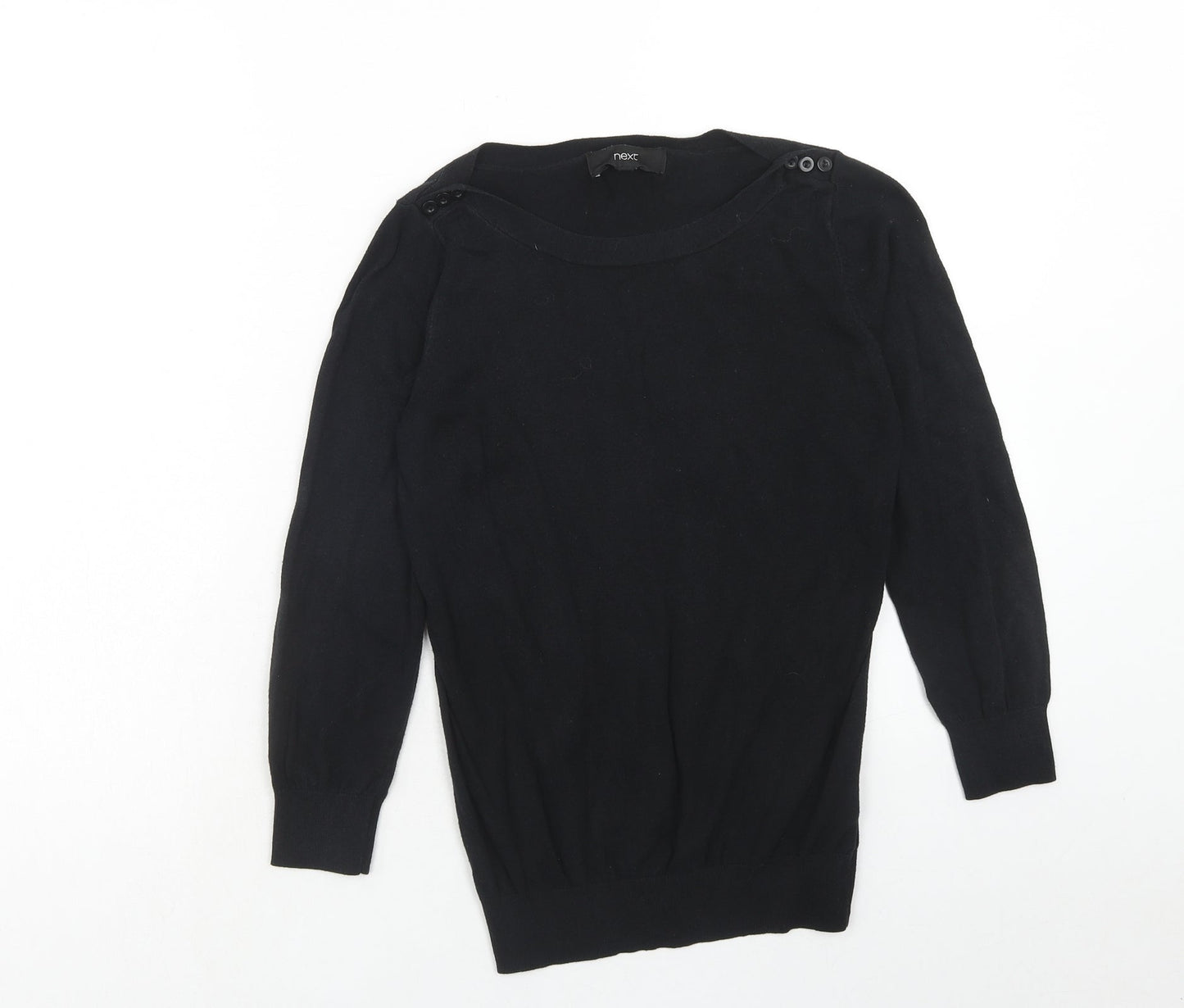 NEXT Womens Black Boat Neck Cotton Pullover Jumper Size 6