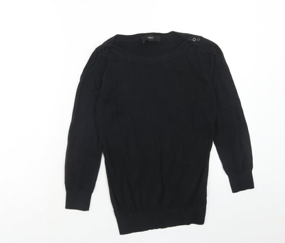 Next Womens Black Boat Neck Cotton Pullover Jumper Size 6