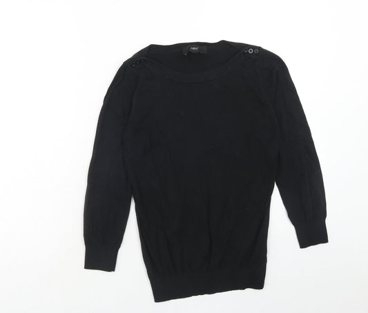 NEXT Womens Black Boat Neck Cotton Pullover Jumper Size 6