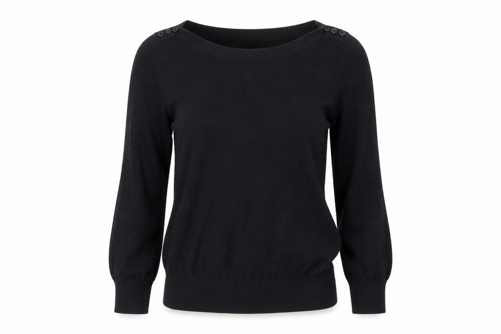 NEXT Womens Black Boat Neck Cotton Pullover Jumper Size 6