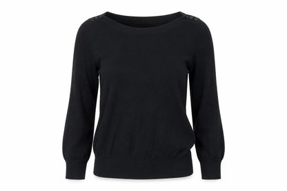Next Womens Black Boat Neck Cotton Pullover Jumper Size 6