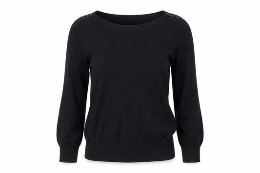 Next Womens Black Boat Neck Cotton Pullover Jumper Size 6