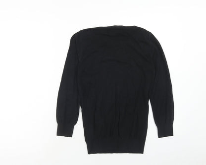 Next Womens Black Boat Neck Cotton Pullover Jumper Size 6
