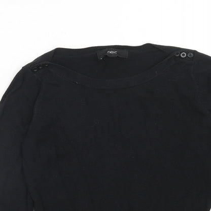 Next Womens Black Boat Neck Cotton Pullover Jumper Size 6