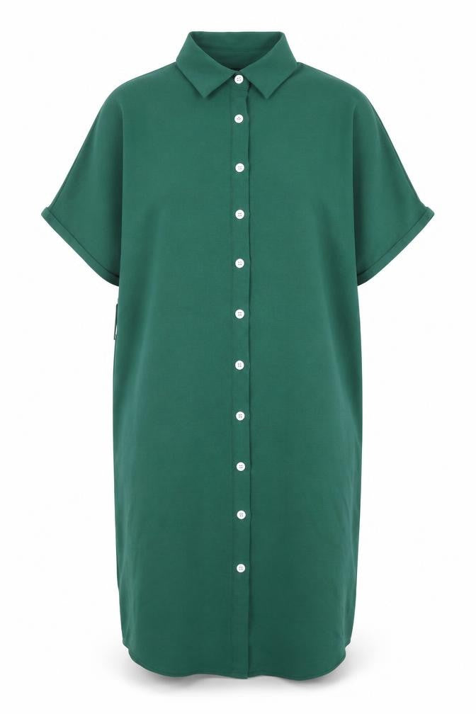 SheIn Womens Green Polyester Shirt Dress Size XS Collared Button