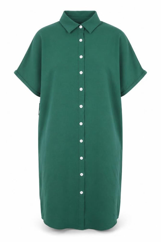 SHEIN Womens Green Polyester Shirt Dress Size XS Collared Button