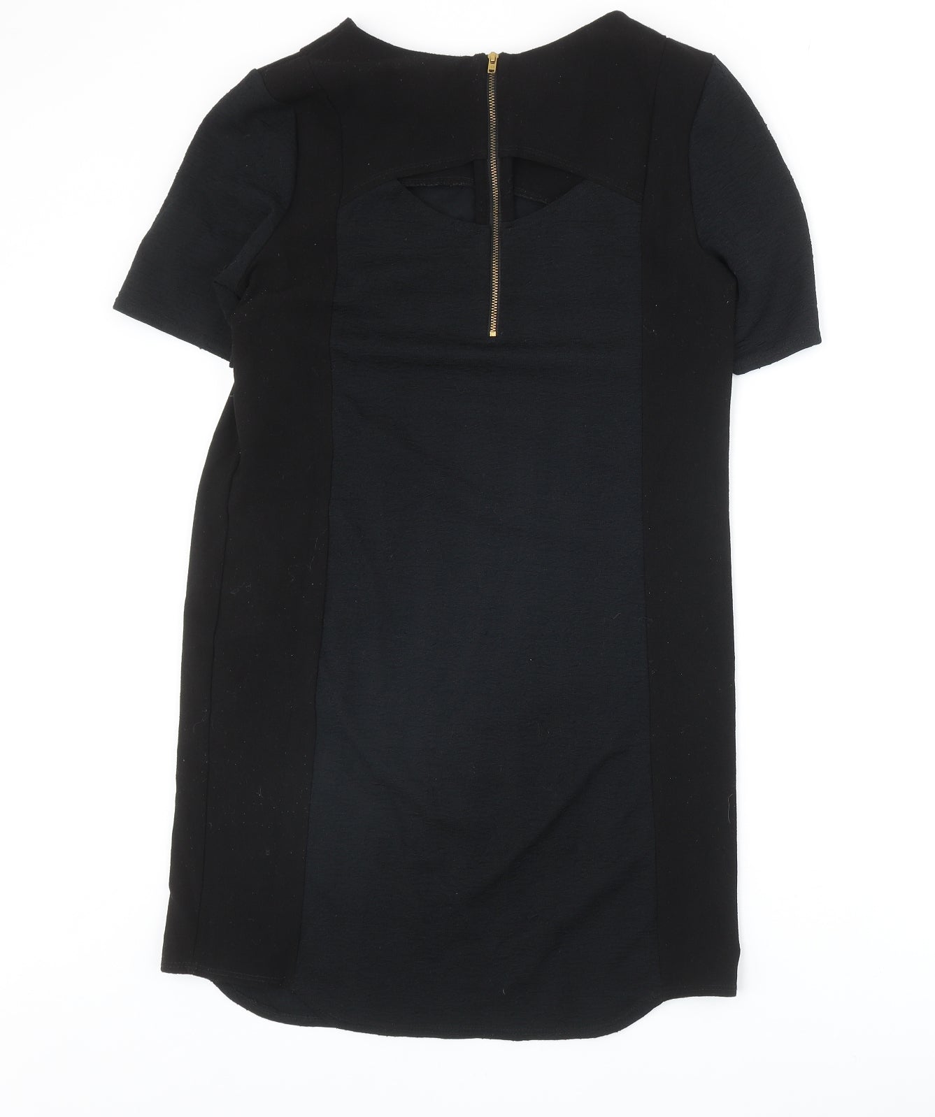 Warehouse Womens Black Polyester A-Line Size 10 Round Neck Zip
