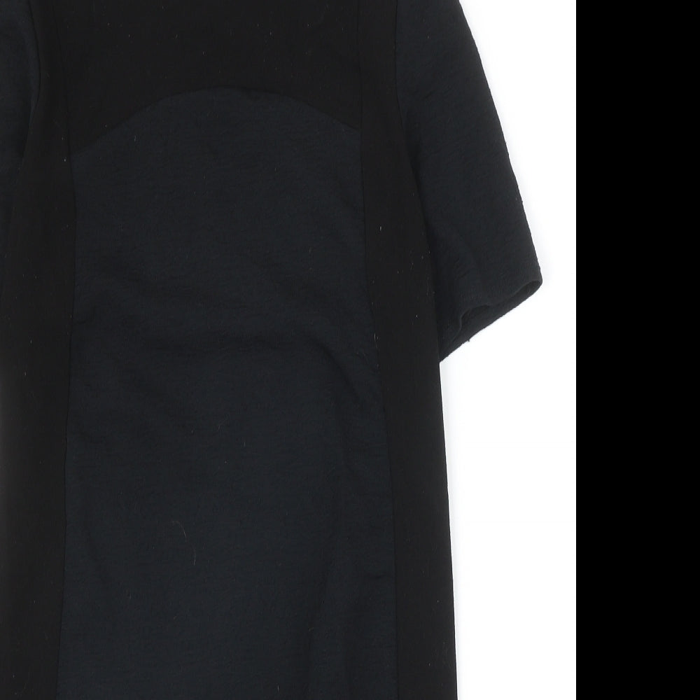 Warehouse Womens Black Polyester A-Line Size 10 Round Neck Zip