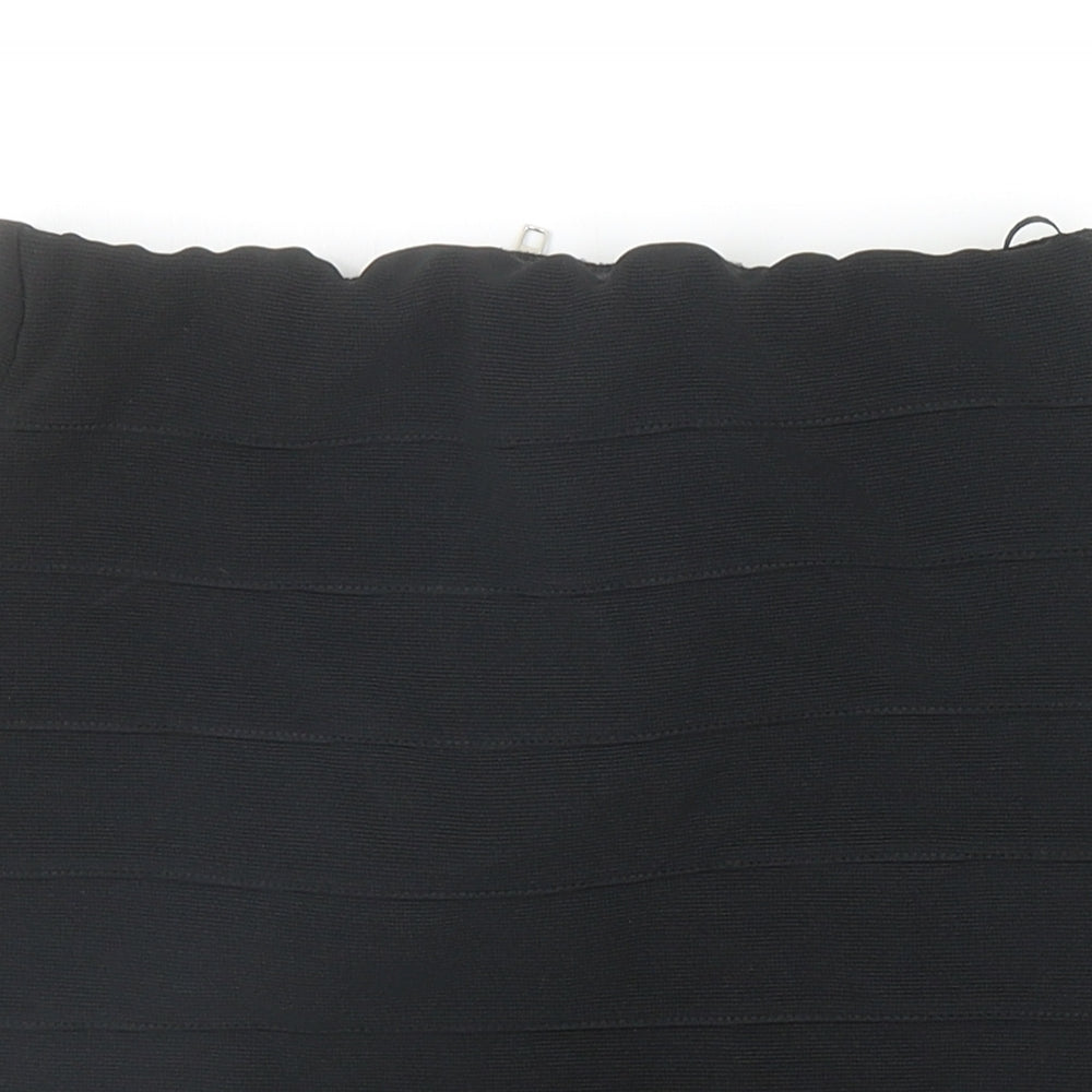 Therapy Womens Black Polyester Bandage Skirt Size 8 Zip
