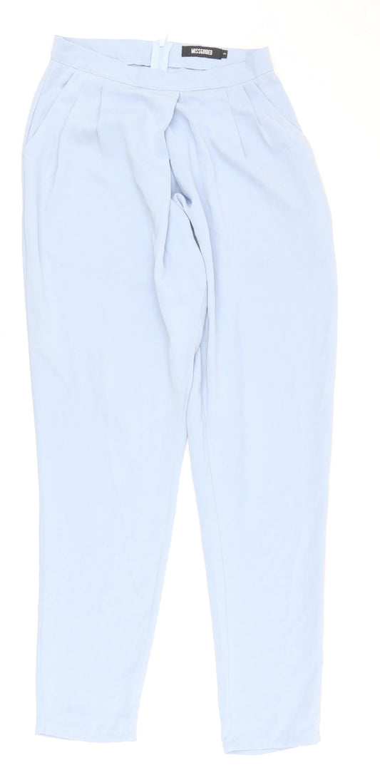 Missguided Womens Blue Polyester Dress Pants Trousers Size 8 Regular Zip