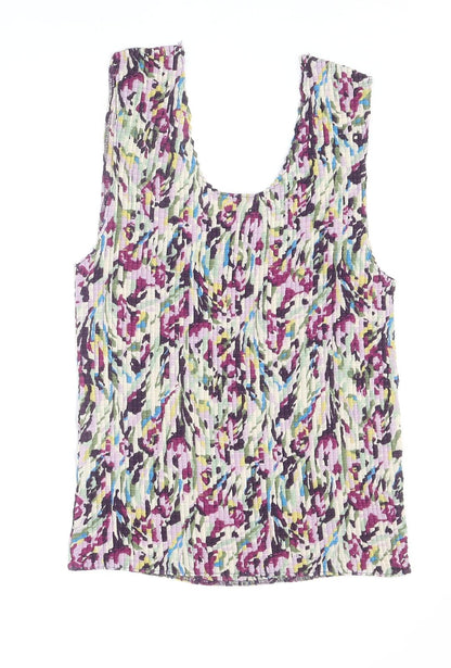 Nicola Womens Multicoloured Geometric Polyester Basic Tank Size L Scoop Neck