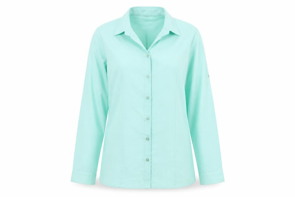 Dotti Womens Green Polyester Basic Button-Up Size L Collared