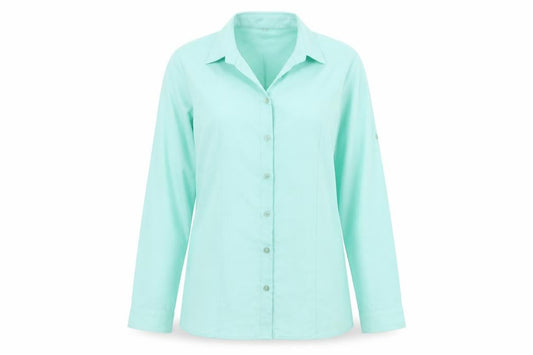 Dotti Womens Green Polyester Basic Button-Up Size L Collared