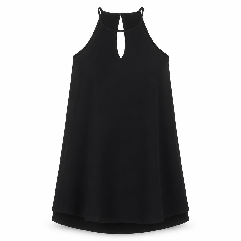 Only Womens Black Polyester Trapeze & Swing Size 10 Round Neck Button