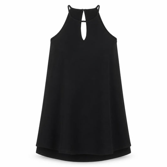 Only Womens Black Polyester Trapeze & Swing Size 10 Round Neck Button