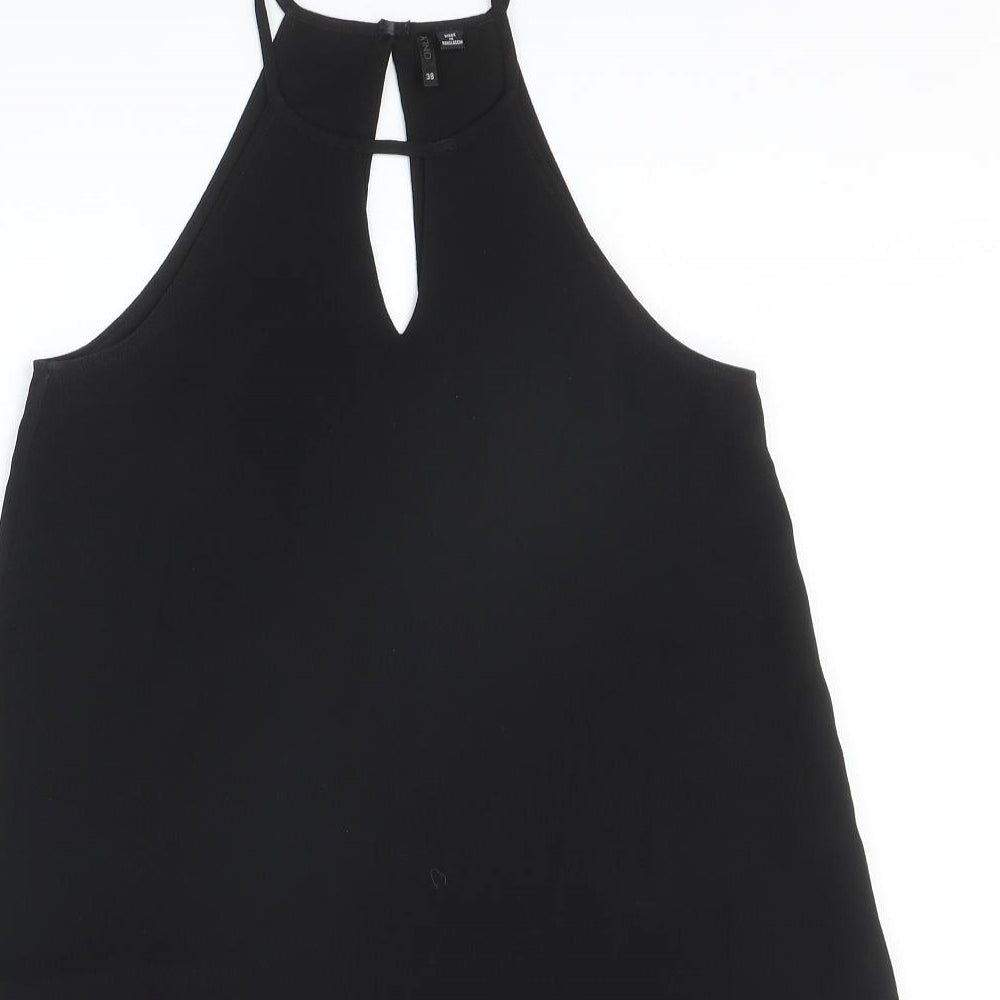 Only Womens Black Polyester Trapeze & Swing Size 10 Round Neck Button