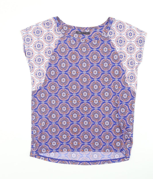 Marks and Spencer Womens Purple Geometric Polyester Basic Blouse Size 10 Round Neck