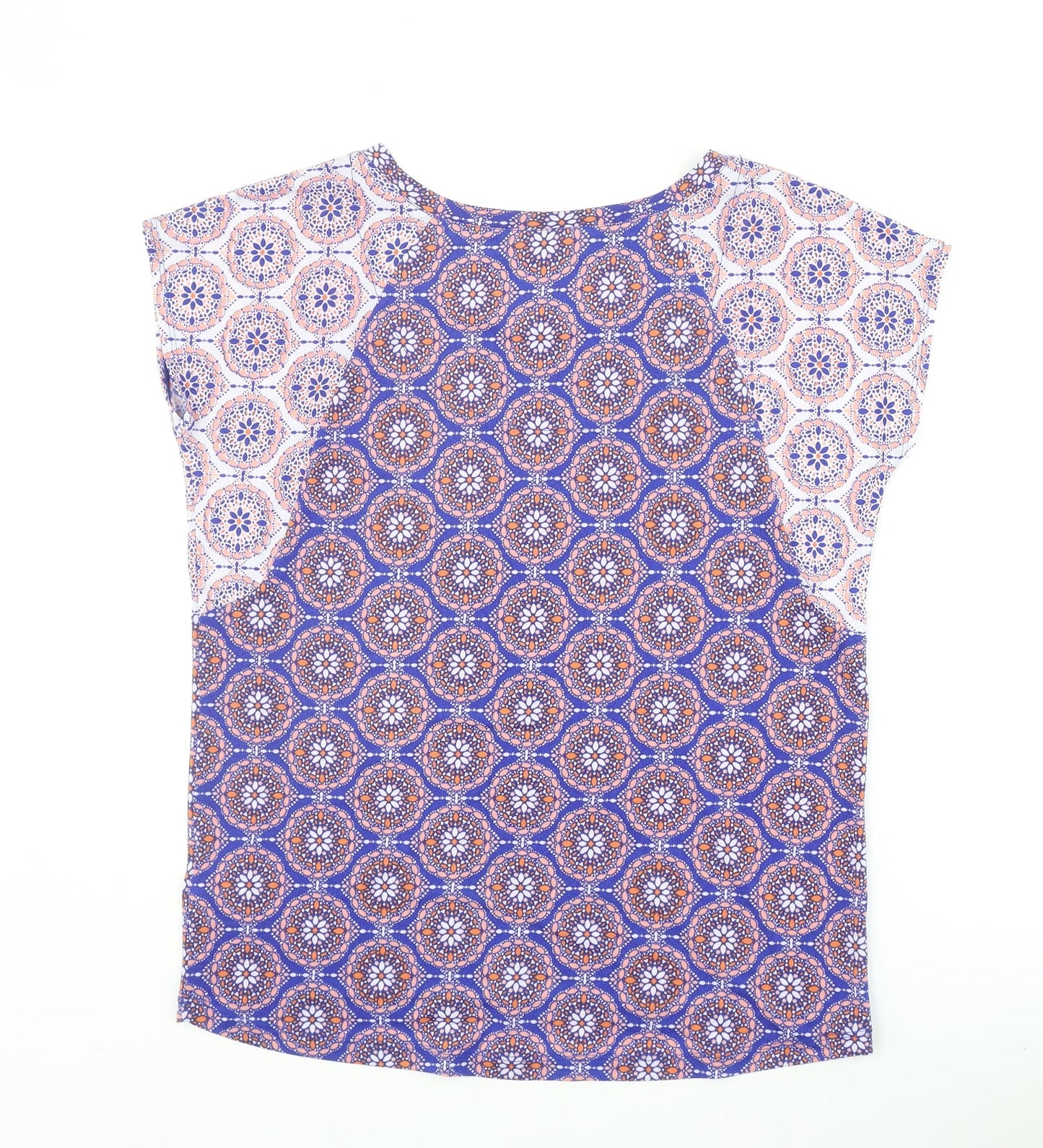 Marks and Spencer Womens Purple Geometric Polyester Basic Blouse Size 10 Round Neck