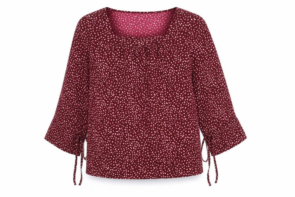 Kaleidoscope Womens Red Geometric Polyester Basic Blouse Size 12 Square Neck