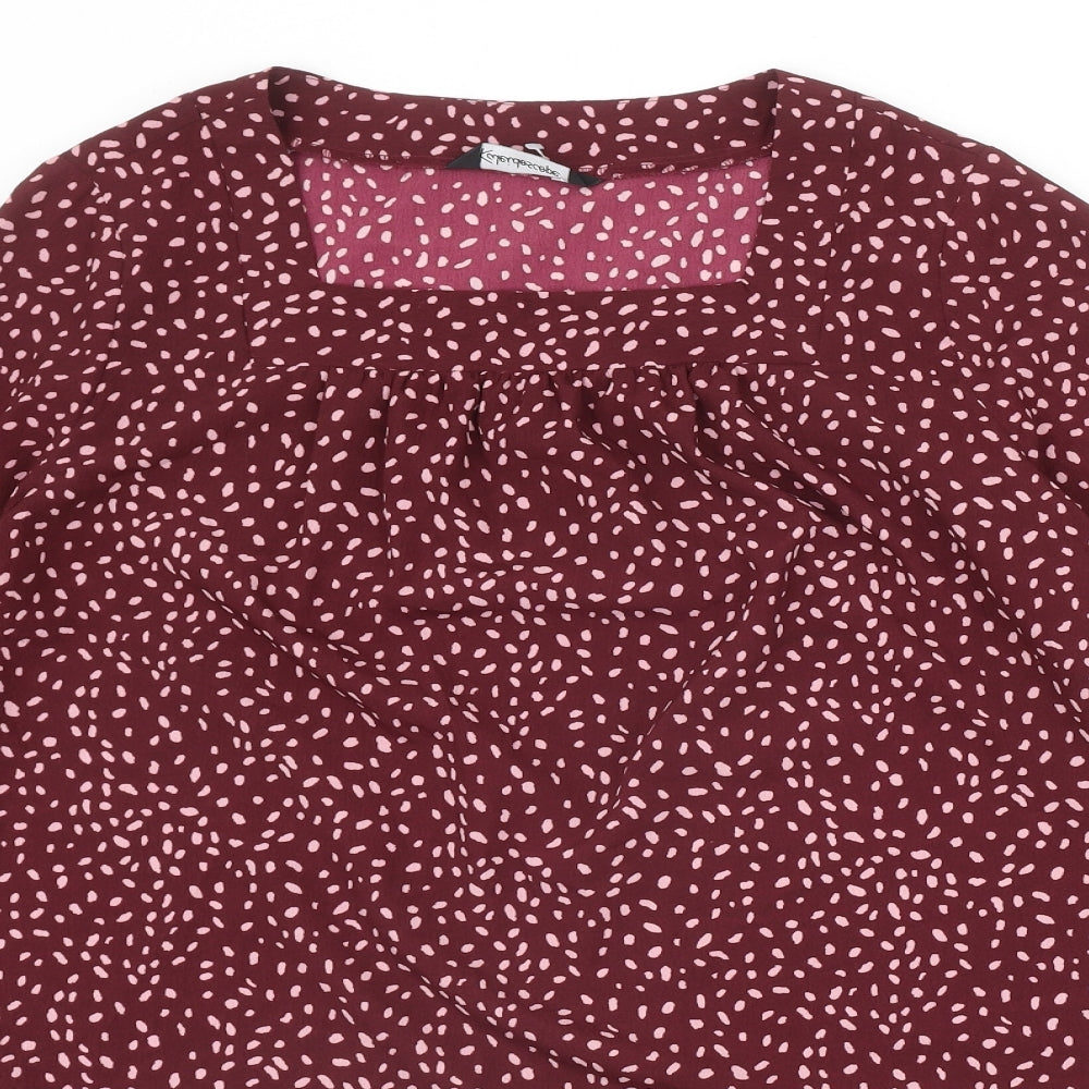 Kaleidoscope Womens Red Geometric Polyester Basic Blouse Size 12 Square Neck