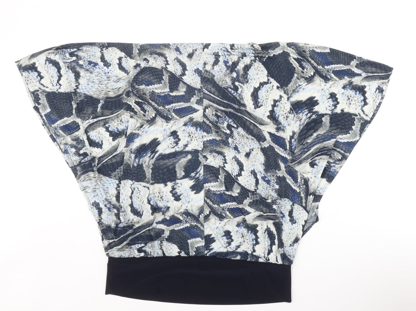 Forever Womens Blue Geometric Polyester Basic Blouse Size M Round Neck