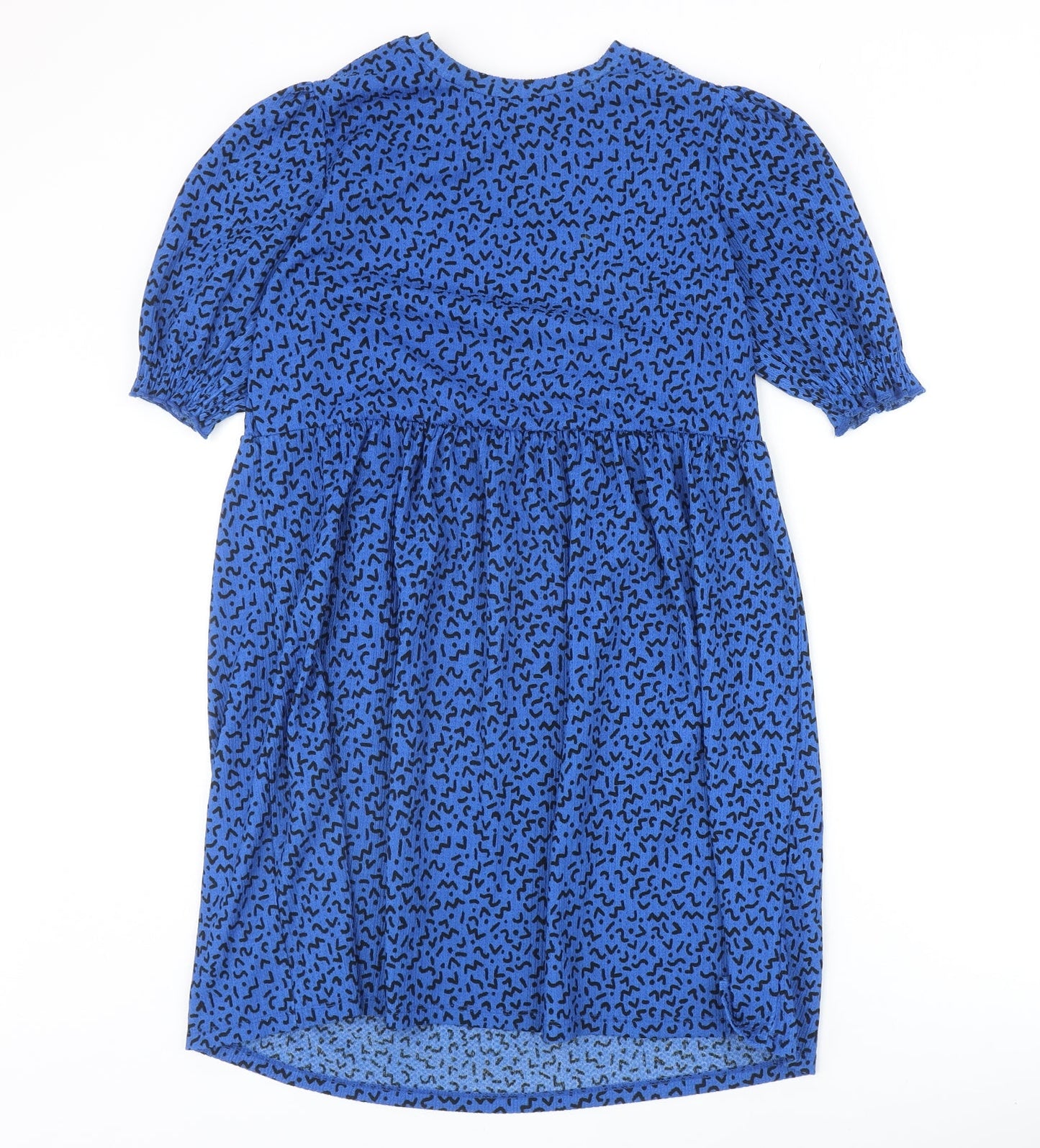 New Look Womens Blue Geometric Polyester A-Line Size 12 Round Neck Pullover