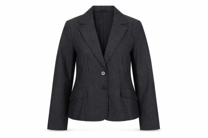 Preworn Womens Grey Cotton Jacket Blazer Size 14