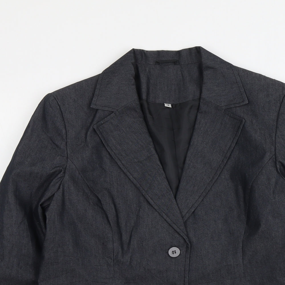 Preworn Womens Grey Cotton Jacket Blazer Size 14