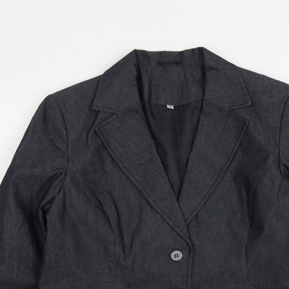 Preworn Womens Grey Cotton Jacket Blazer Size 14