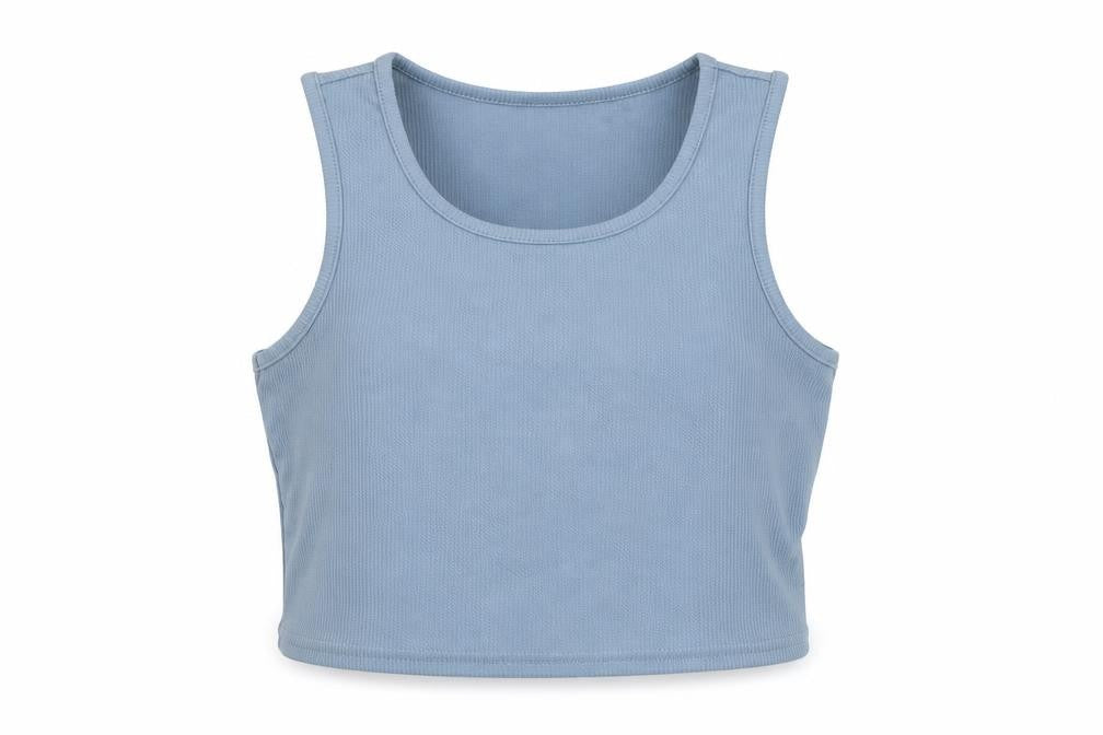Irina Green Girls Blue Polyester Basic Tank Size 11-12 Years Scoop Neck Pullover