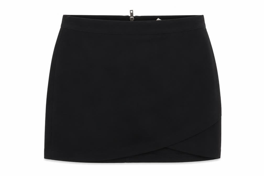 Preworn Womens Black Polyester A-Line Skirt Size L Zip