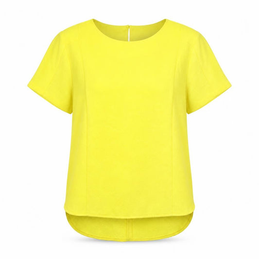 Atmosphere Womens Yellow Polyester Basic Blouse Size 12 Round Neck