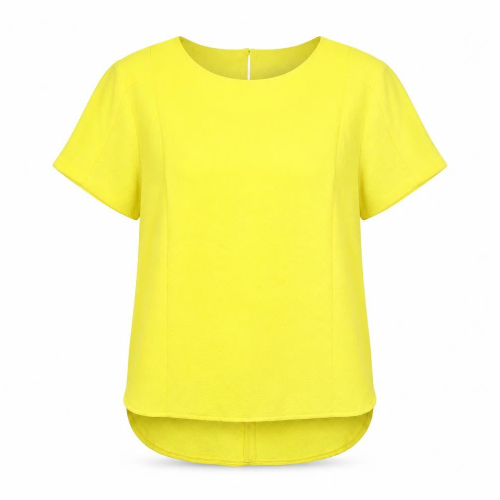 Atmosphere Womens Yellow Polyester Basic Blouse Size 12 Round Neck