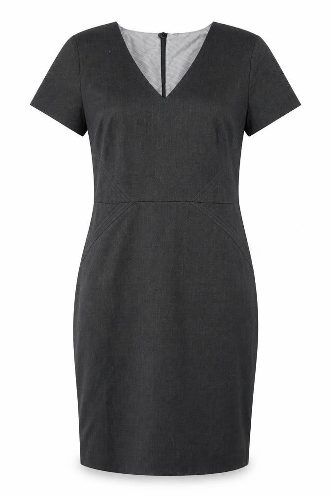 Marks & Spencer Womens Grey Polyester A-Line Size 12 V-Neck Zip