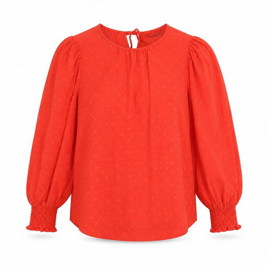 Marks and Spencer Womens Orange Geometric Polyester Basic Blouse Size 10 Scoop Neck - Hearts
