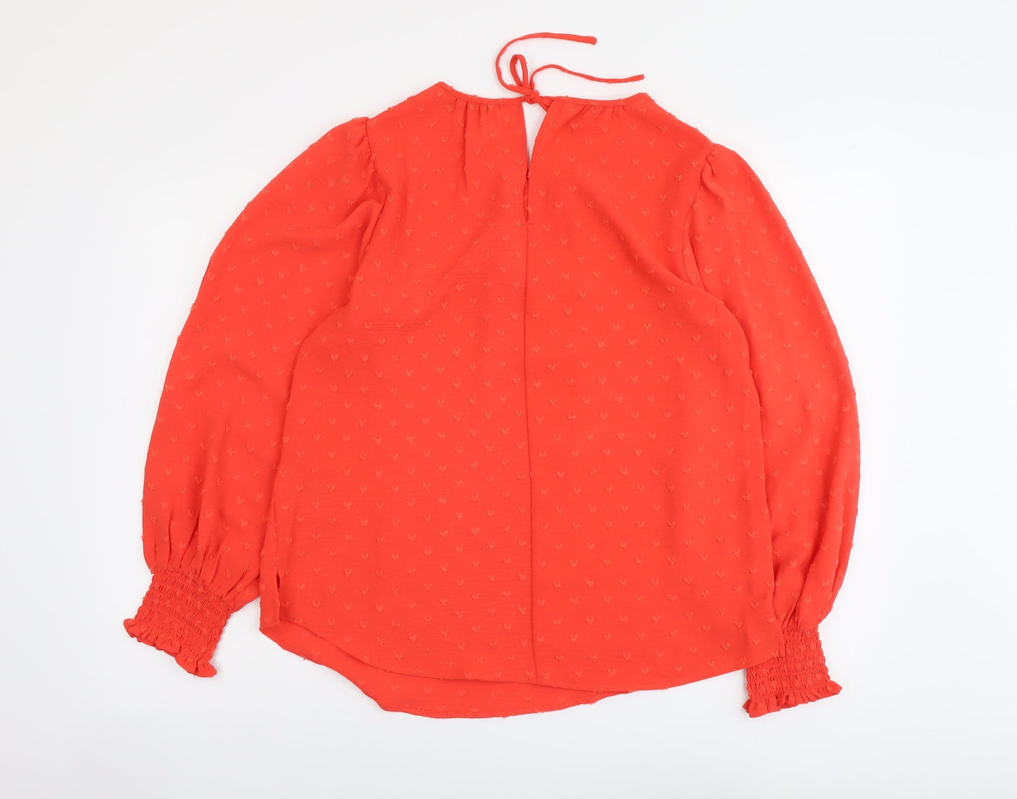 Marks and Spencer Womens Orange Geometric Polyester Basic Blouse Size 10 Scoop Neck - Hearts