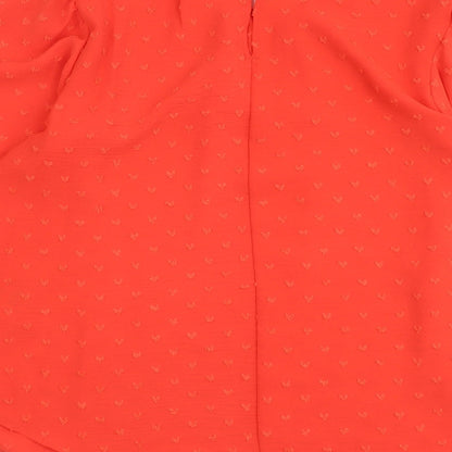 Marks & Spencer Womens Orange Geometric Polyester Basic Blouse Size 10 Scoop Neck - Hearts