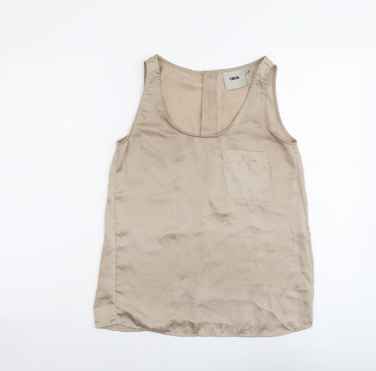 ASOS Womens Beige Polyester Basic Tank Size 8 Scoop Neck