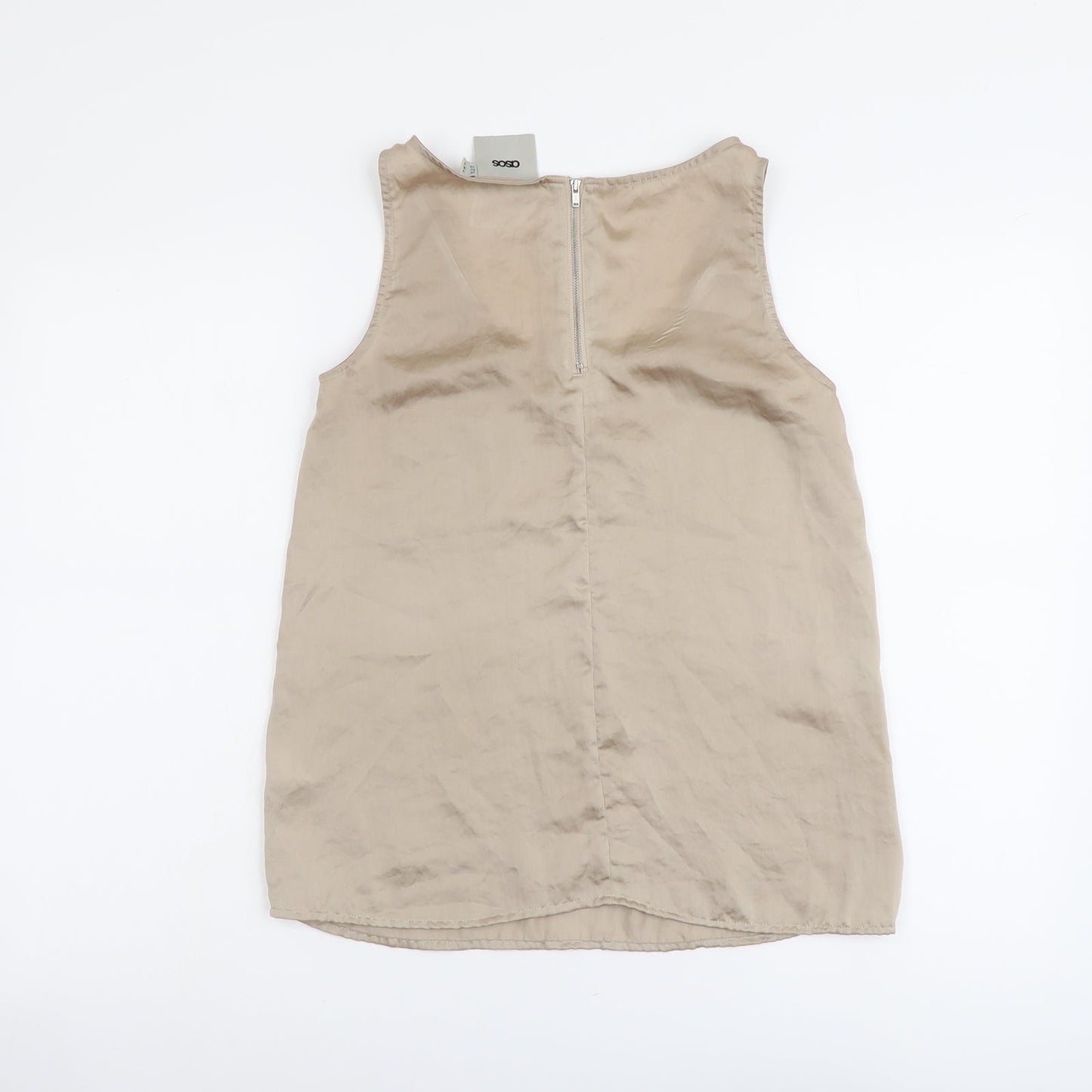 ASOS Womens Beige Polyester Basic Tank Size 8 Scoop Neck