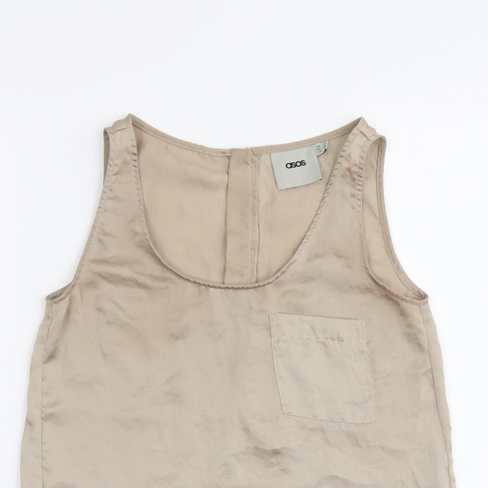 ASOS Womens Beige Polyester Basic Tank Size 8 Scoop Neck