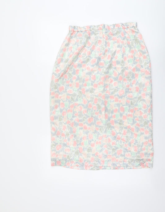 Gina Bacconi Womens Multicoloured Floral Polyester Straight & Pencil Skirt Size 16 Zip