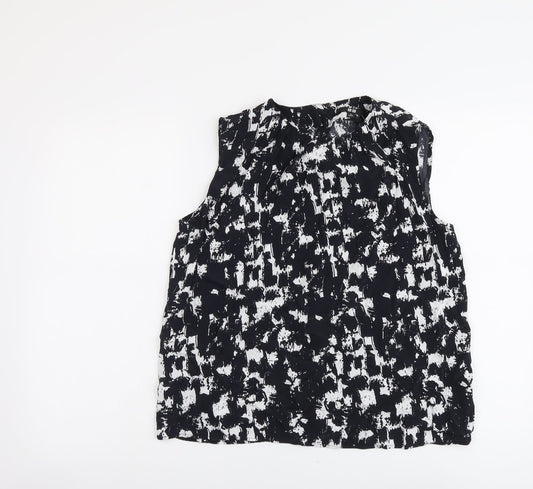 Uniqlo Womens Black Geometric Viscose Basic Tank Size XS Round Neck