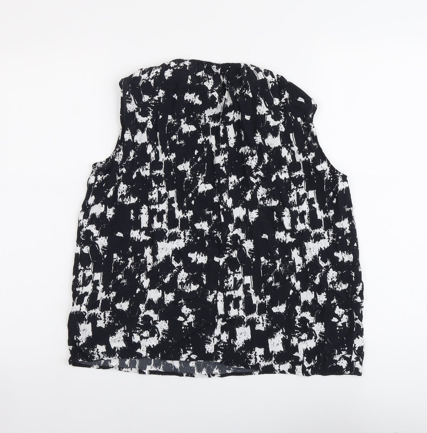 Uniqlo Womens Black Geometric Viscose Basic Tank Size XS Round Neck