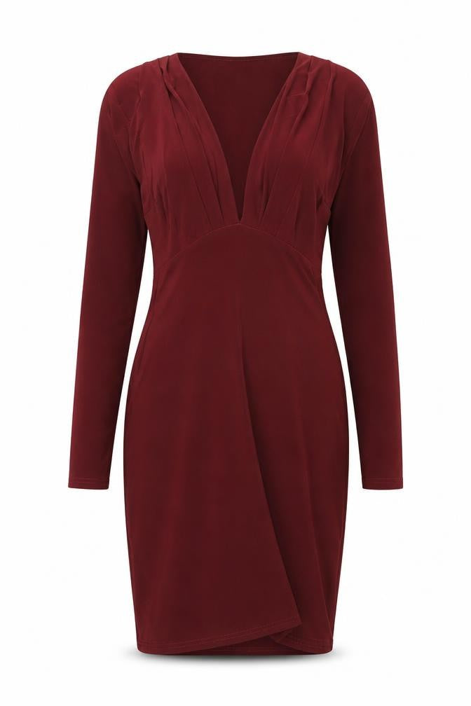 Boohoo Womens Red Polyester Bodycon Size 8 V-Neck Pullover