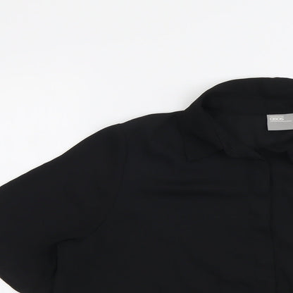 ASOS Womens Black Polyester Basic Button-Up Size 10 Collared